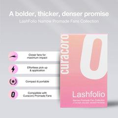 Curacoro LashFolio 480-520 fans per box provide cost-effective volume.