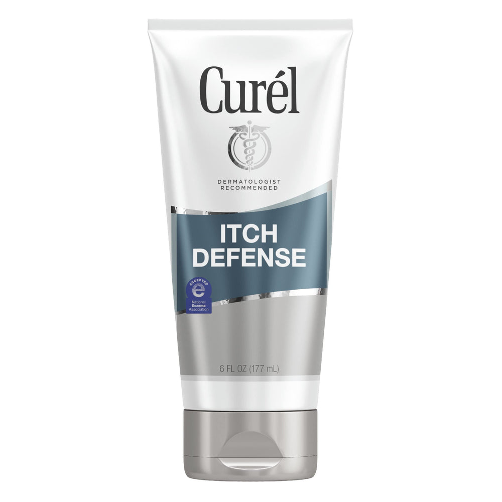 Curél Itch Defense lotion 6oz bottle delivers soothing hydration for daily itching relief.