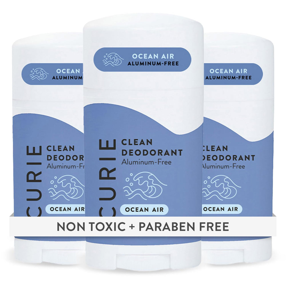 Curie Ocean Air deodorant stick showcases all-day freshness without aluminum.