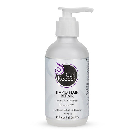 Curl Keeper Deep Conditioner bottle close-up shows hydration for color-treated curls.