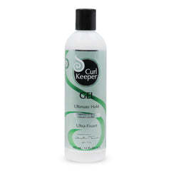Curl Keeper Ultimate Hold Gel bottle demonstrates strong hold for defined, frizz-free curls.