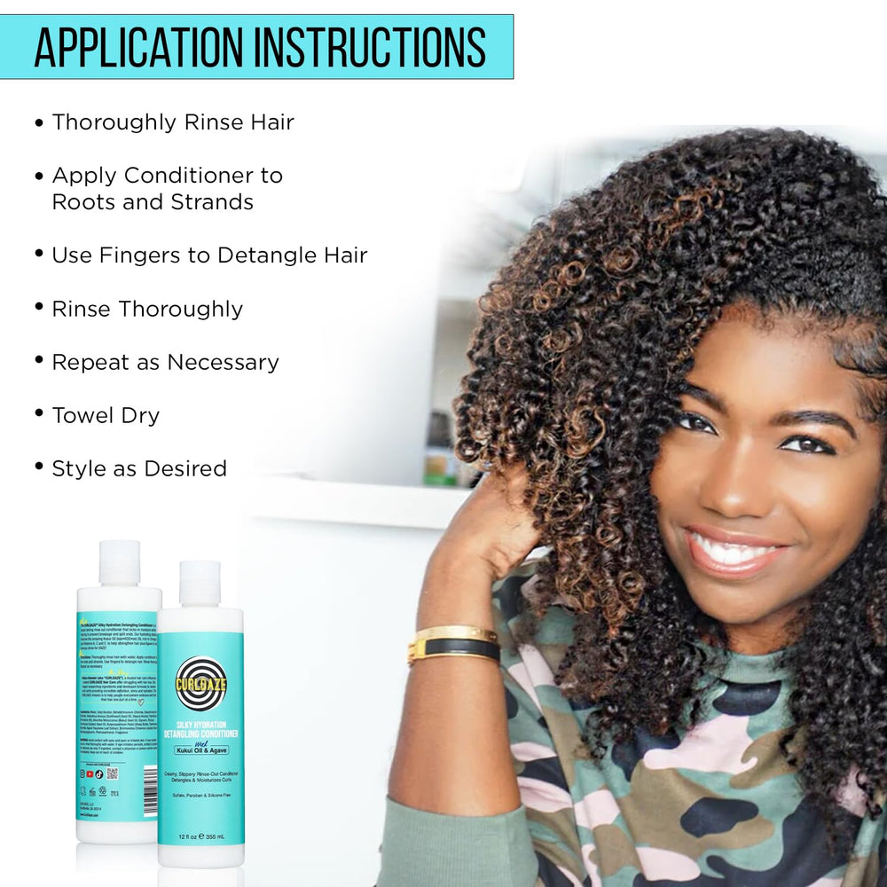 Curldaze Silky Hydration Conditioner adds natural shine to curls.