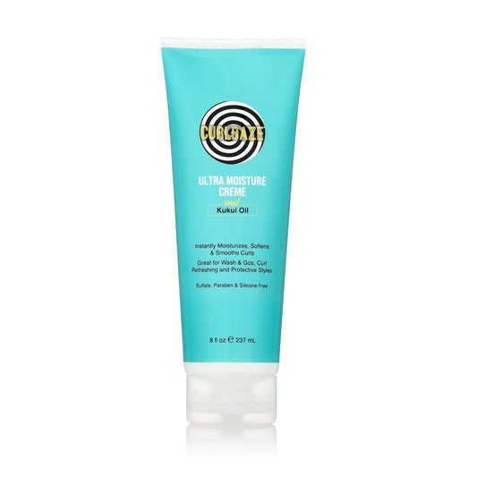 Curldaze Ultra Moisture Creme bottle with Kukui Oil supports daily curl hydration.