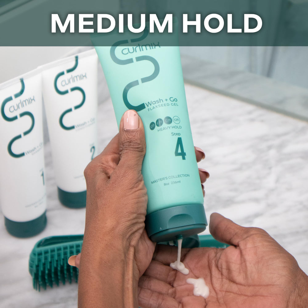 CurlMix Flaxseed Gel defined curls close-up highlights bounce and curl pattern.