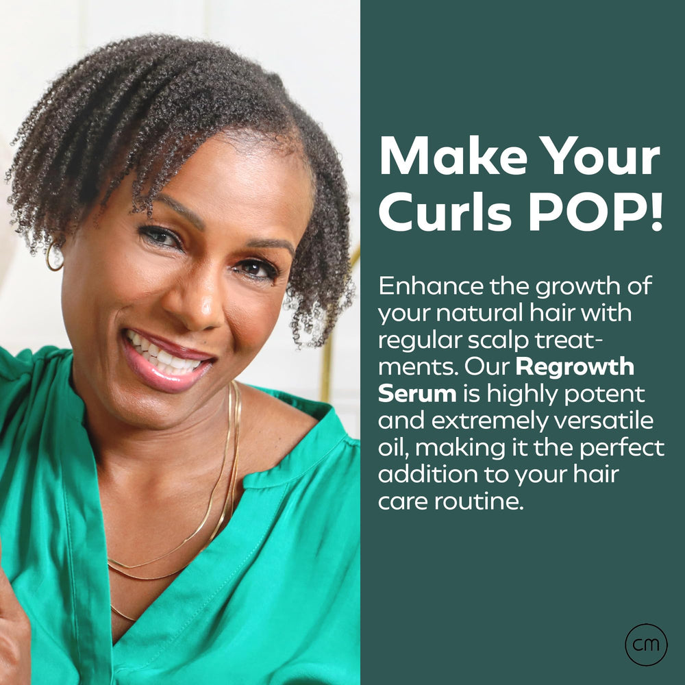 CurlMix Growth Serum being massaged into the scalp for healthier curls.