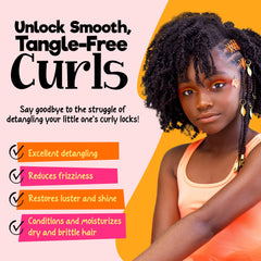 CurlyKids Conditioner bottle nourishes frizzy curls for softness.
