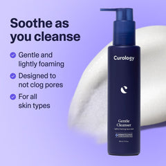 Curology Gentle Facial Cleanser glycerin and oat formula highlighted for calm skin