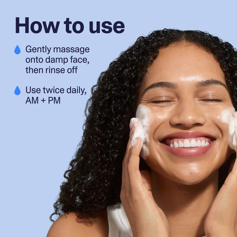 Fragrance-free label on Curology Hydro+ cleanser emphasizes gentle care.