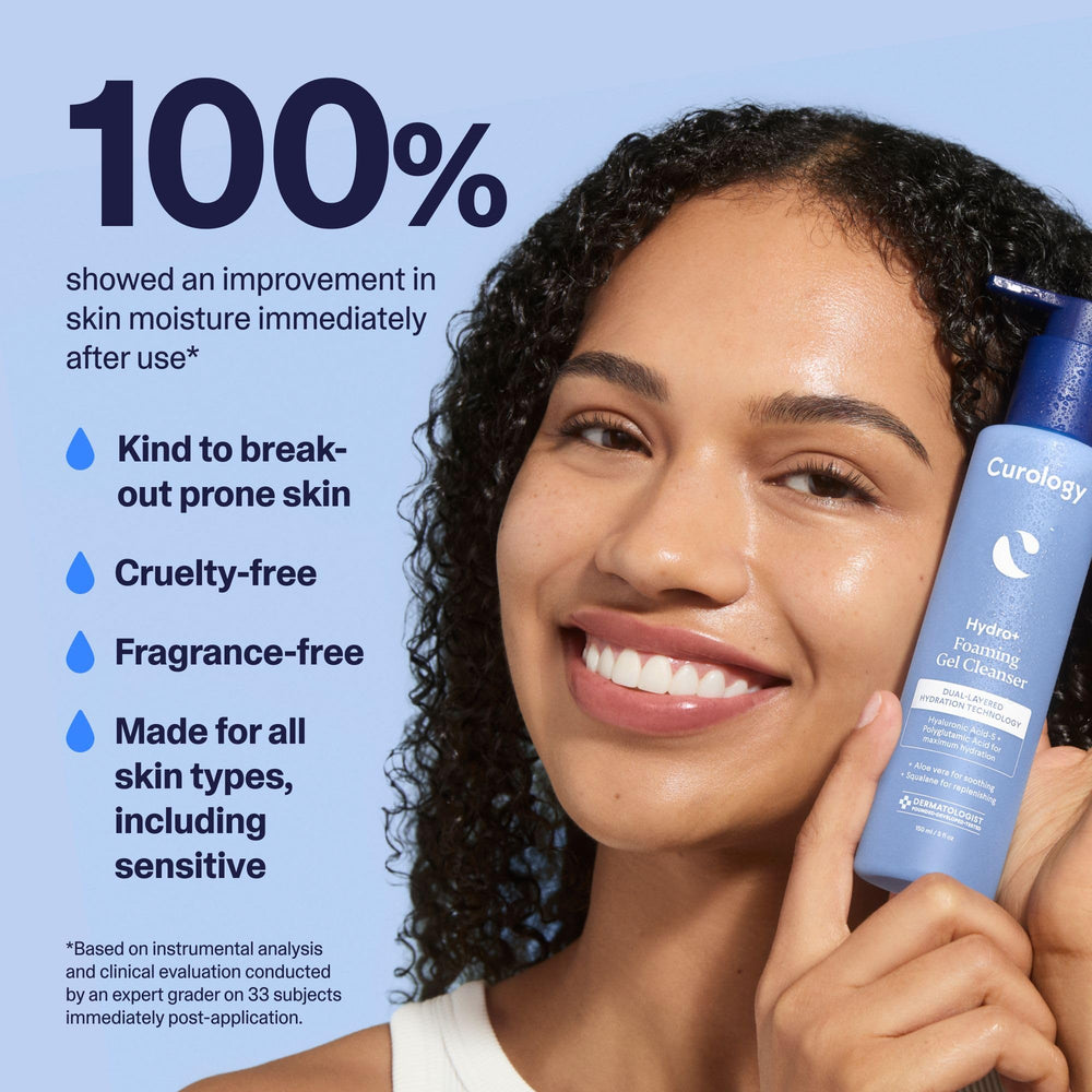 Curology Hydro+ is vegan and cruelty-free badge displayed.