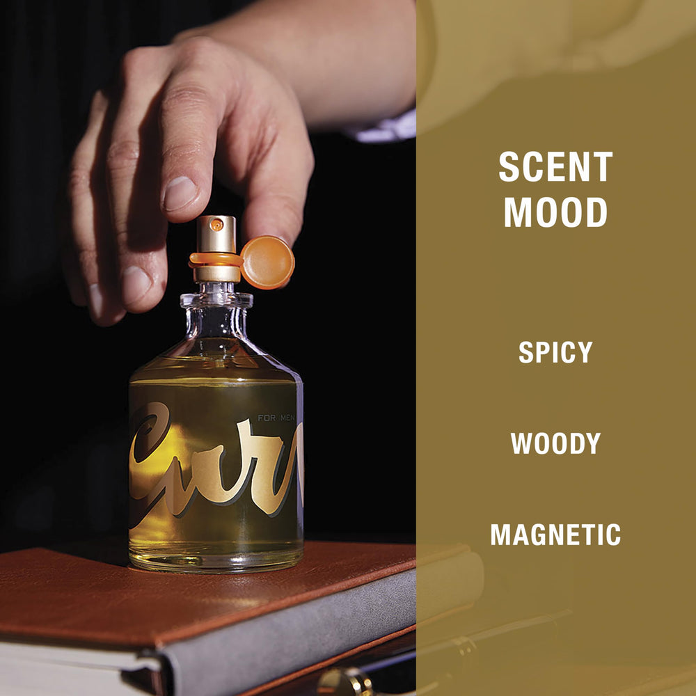 Curve Men Cologne spicy-woody scent visual conveys magnetic, adventurous mood.