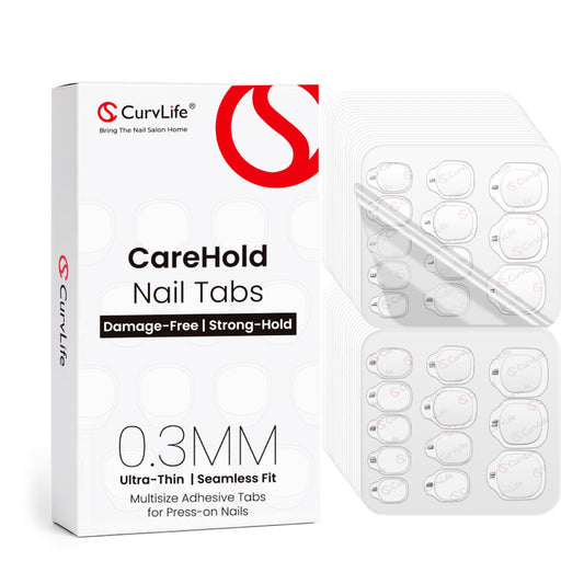 Curvlife CareHold nail tabs packaging for easy storage and on-the-go use.