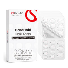 Curvlife CareHold nail tabs packaging for easy storage and on-the-go use.
