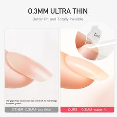 Ultra-thin 0.3mm profile keeps nails flush for salon-clean look.