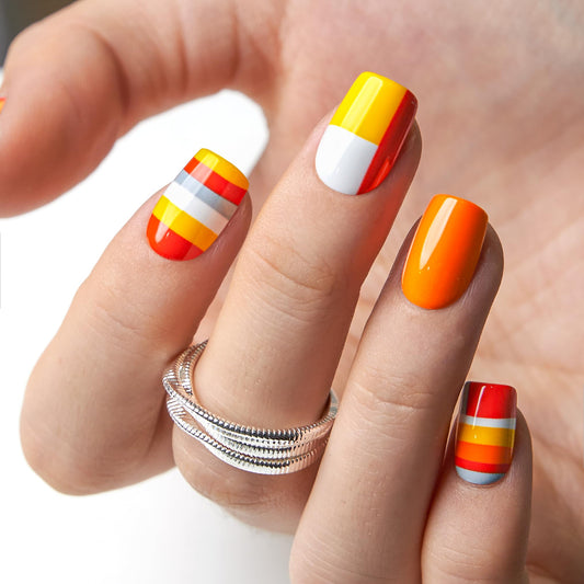 CurvLife Citrus Pop press-on nails kit, packaged for quick at-home manicure.
