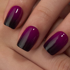 Curvlife grayish purple short design nails provide natural-looking fit.