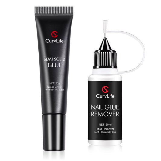 Curvlife semi-solid glue gel bottle for secure, bubble-free nail bonding at home