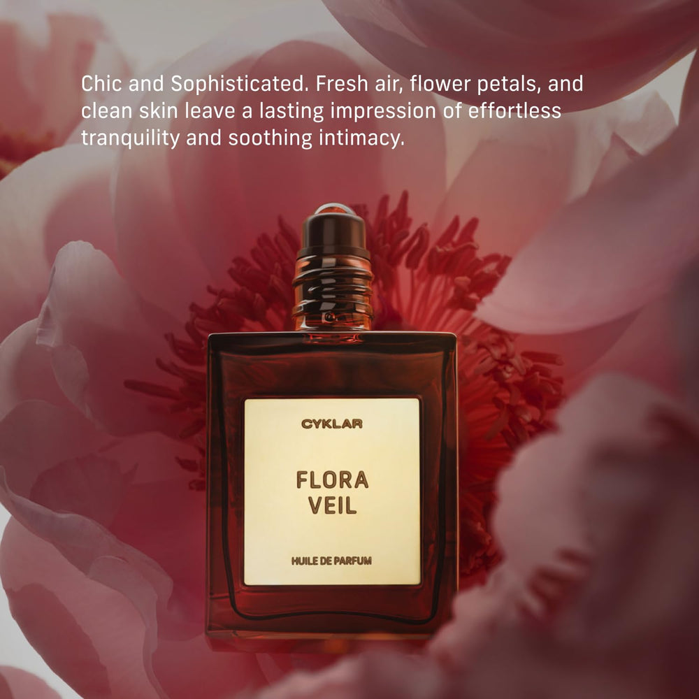 CYKLAR Flora Veil White Amber Warmth bottle, a subtle glow on skin.