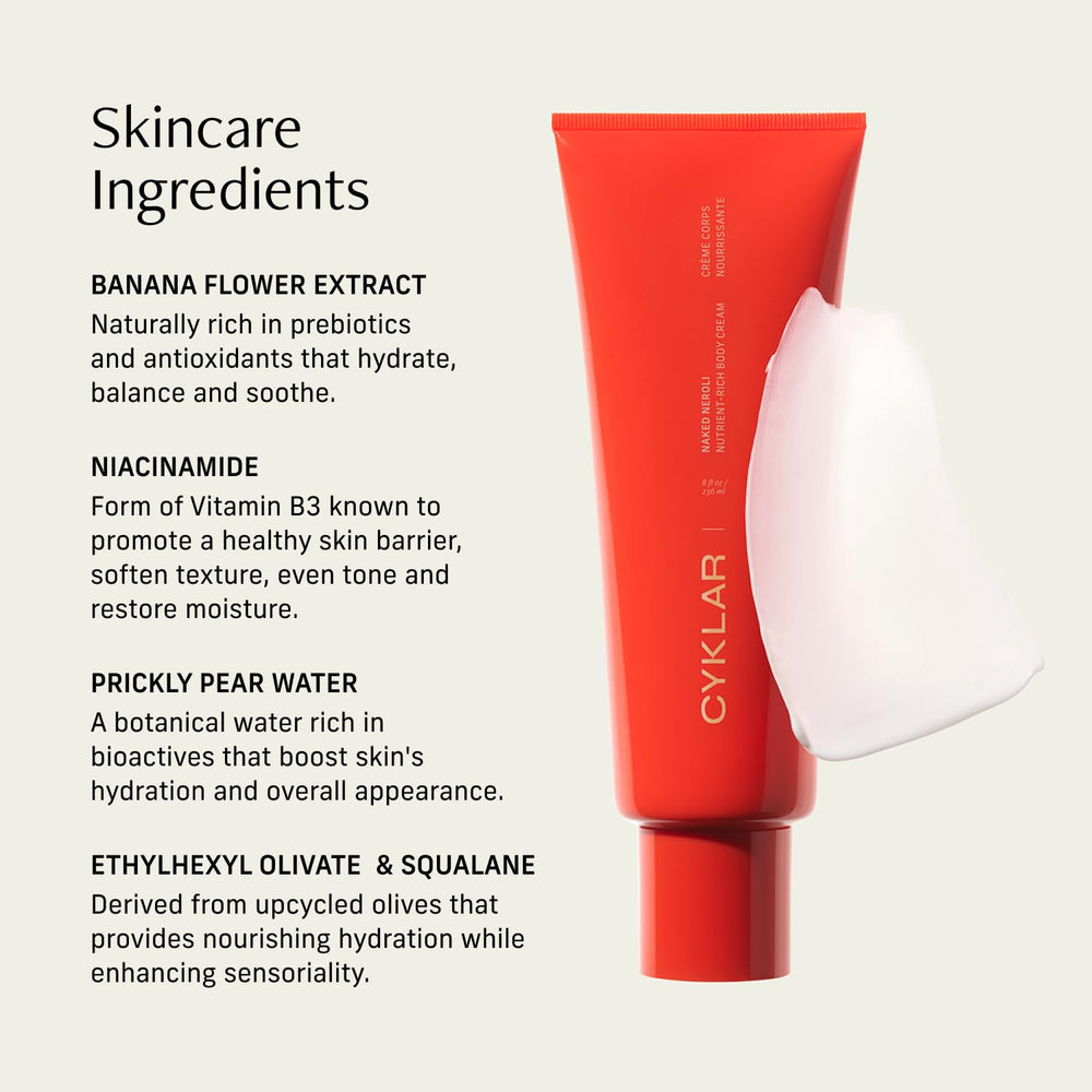 CYKLAR Olive-derived Squalane and Ethylhexyl Olivate for lasting moisture.