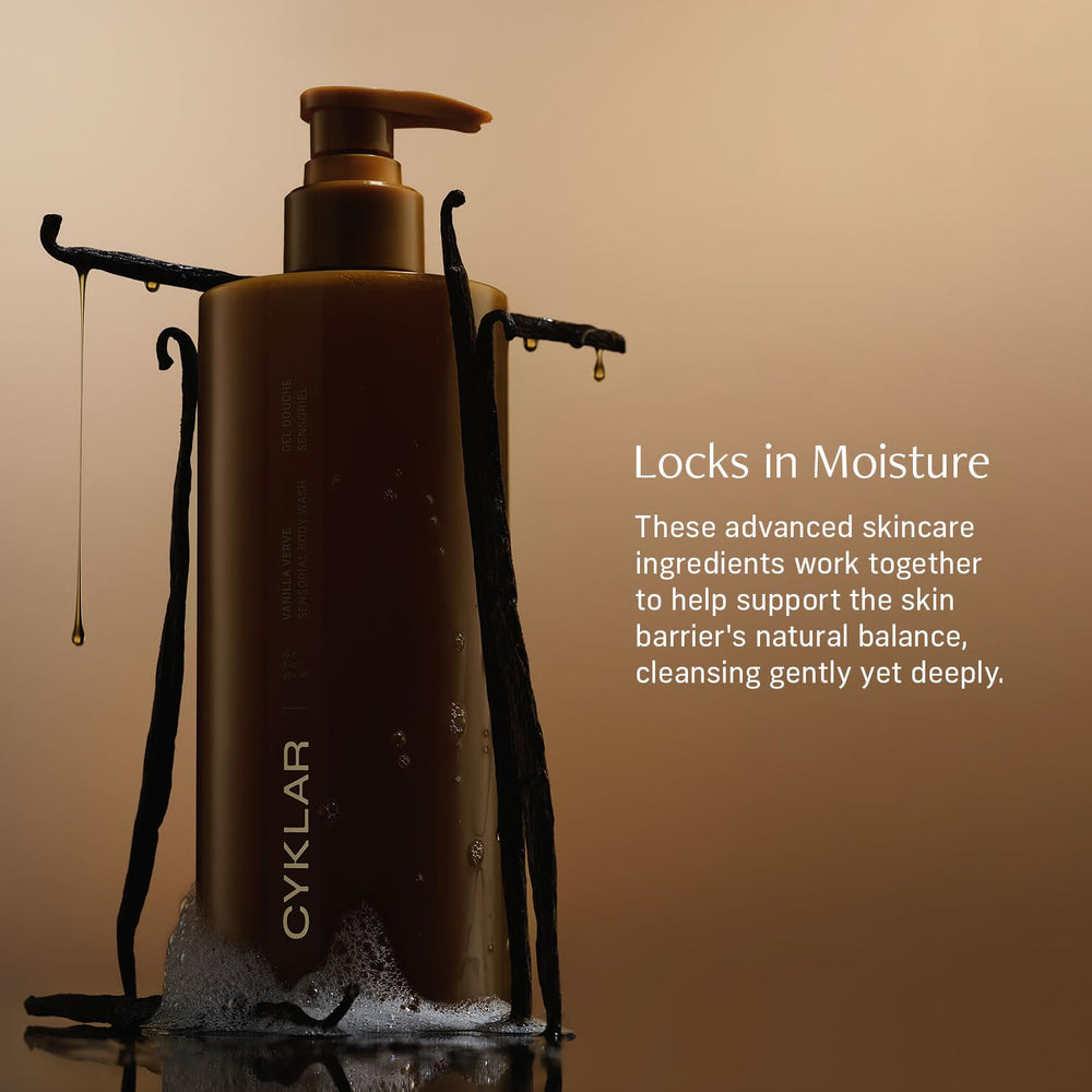 CYKLAR Vanilla Verve bottle highlighting Multi-Oil Complex and Sodium PCA ingredients