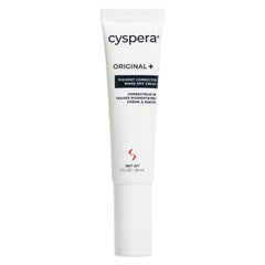 cyspera Original+ bottle closeup, dermatologist-developed pigment correction option.