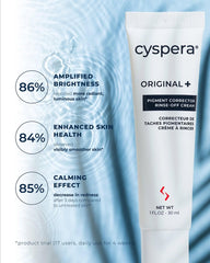 cyspera Original+ cream closeup with dermatologist-developed label, gentle on sensitive skin.