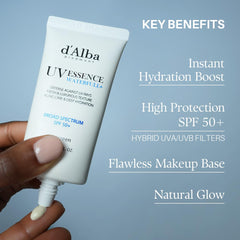 d'alba Piedmont Waterfull Essence Sunscreen creates a smooth makeup base