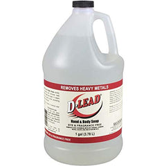 D-Lead hand and body soap in 1 gallon bottle, dye- and fragrance-free for gentle cleansing with grease removal