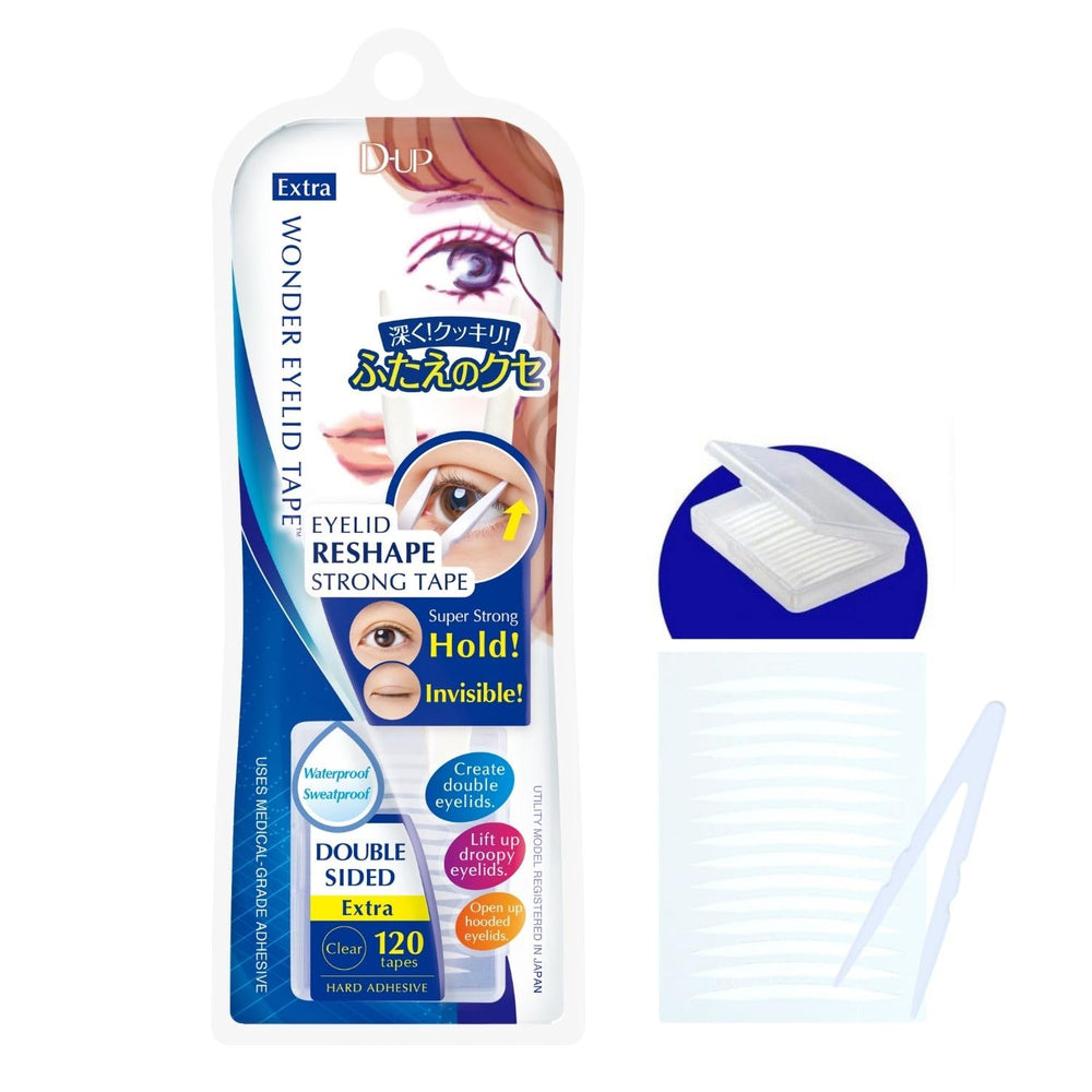 D-UP Invisible Double Eyelid Tape hooded eyes increases natural lift without visible lines.
