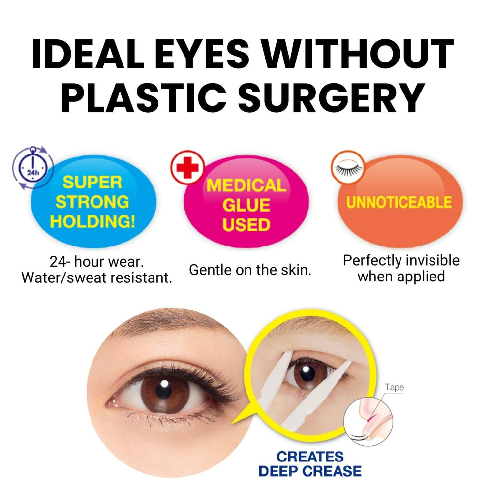 D-UP Waterproof eyelid strips provide long wear and secure makeup in humidity.