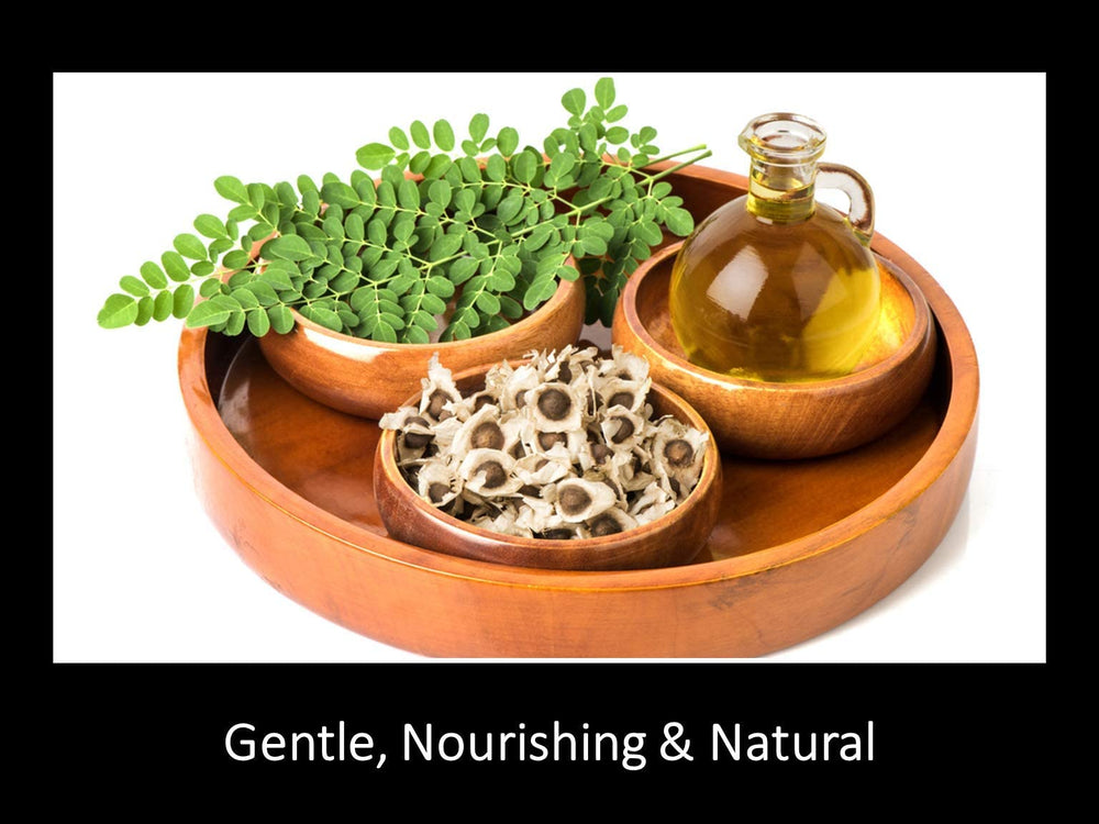 DAANA Moringa Oil used in shower routine before washing.
