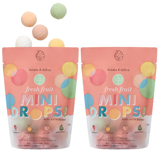 Dabble & Dollop mini bath bombs strawberry for a bubbly fruity bath experience.