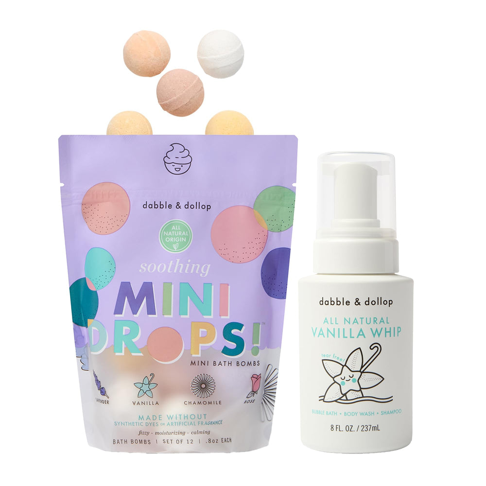 Dabble & Dollop soothing bath bombs fizzing for a calming bath
