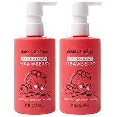 Dabble & Dollop Strawberry 3-in-1 bottle front view showing gentle, multi-use packaging.