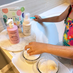 Dabble & Dollop vanilla body cleanser foam gently cleanses skin and hair