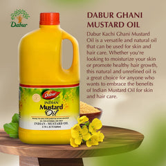 Dabur mustard oil massage application for skin nourishment and relaxation.