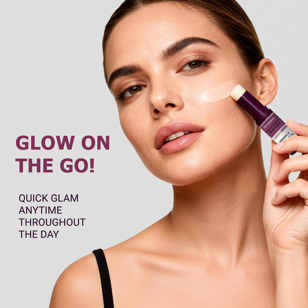 Compact stick design fits into a purse for on-the-go skincare.