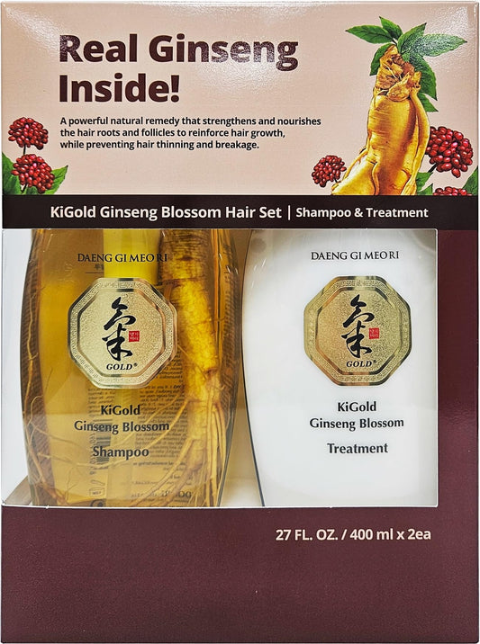 Daeng Gi Meo Ri Ki Gold Ginseng Blossom Shampoo bottle highlights deep cleansing