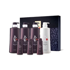Daeng Gi Meo Ri Ki Gold Premium Set packaging box, premium Korean hair care.