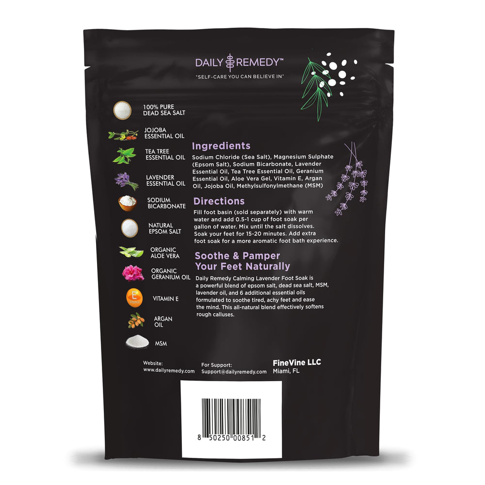 Daily Remedy Calming Lavender Foot Soak in tub ready for a soothing soak.