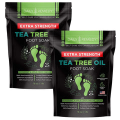 Daily Remedy extra-strength tea tree foot soak bottle for refreshing foot care.