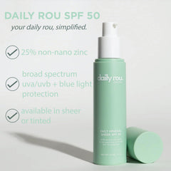 DailyRou sheer mineral sunscreen bottle close-up reveals silky texture.