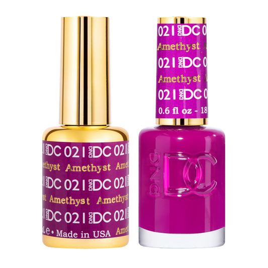 Daisy DND Amethyst gel polish bottle close-up with rich color and chip-free wear potential.