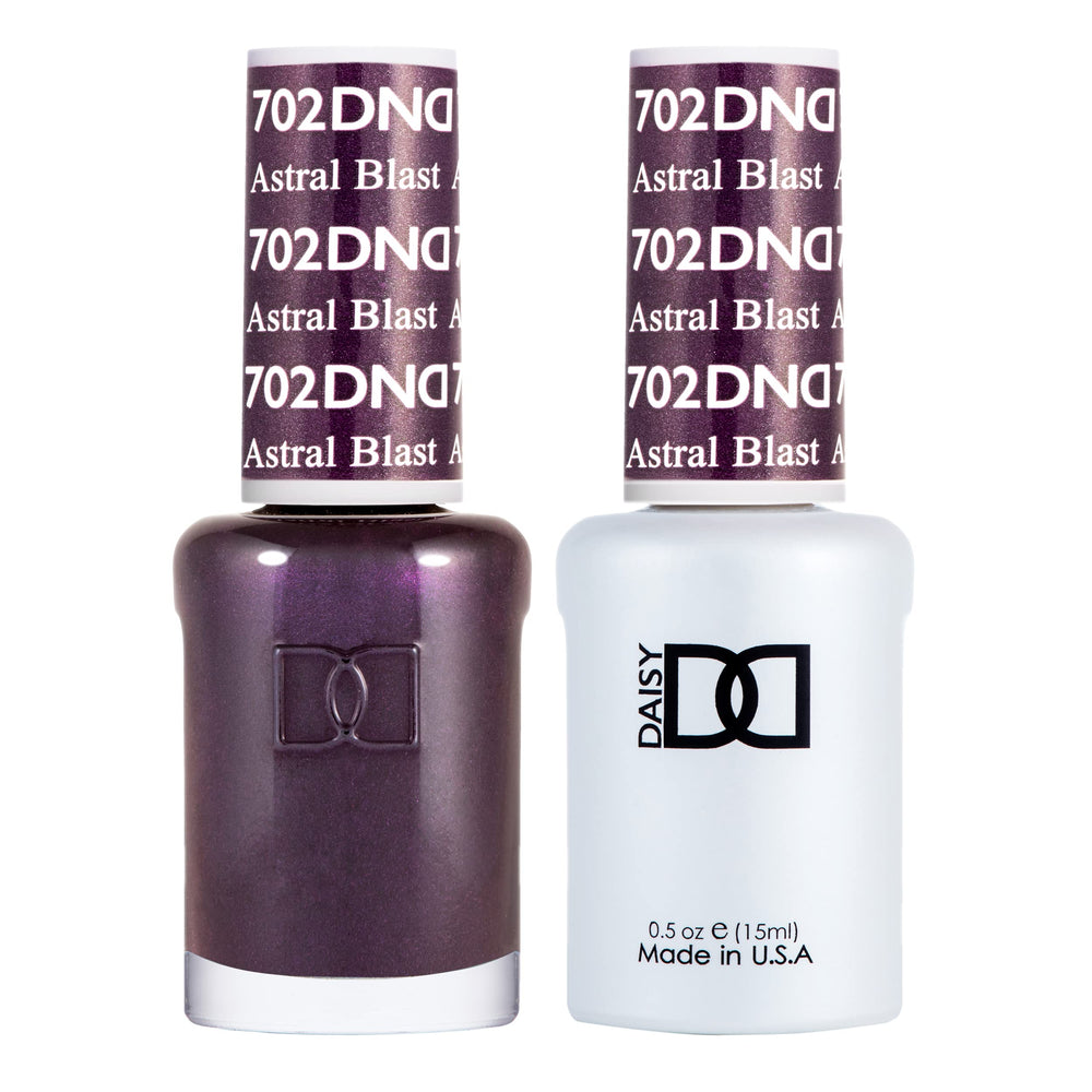 Daisy DND Astral Blast gel polish bottle with galaxy glitter for bold nails
