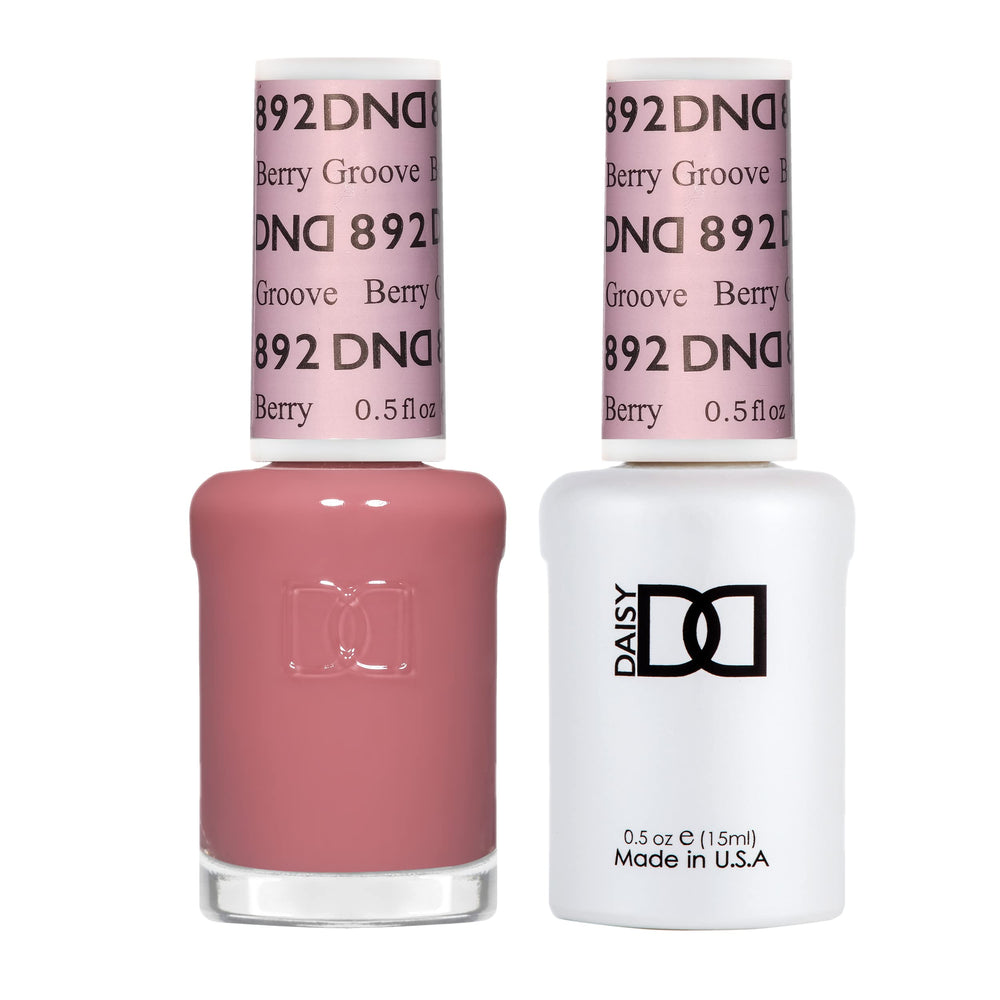 Daisy DND Berry Groove gel polish bottle in berry-red sheer finish for a glossy look