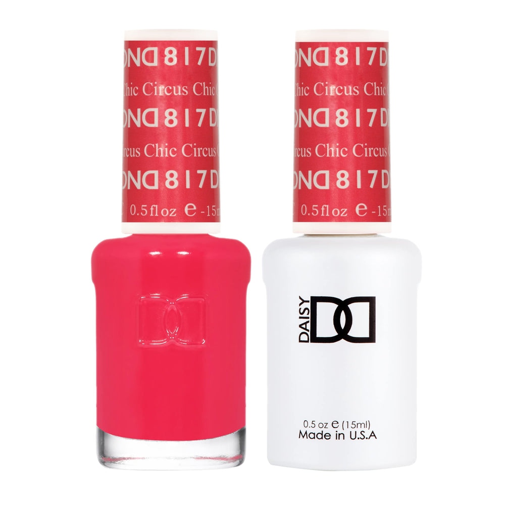 Daisy DND Cirus Chic gel nail polish bottle shows vibrant pink color for long-lasting wear.
