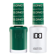 DAISY DND Cosmopolitan 735 gel polish bottle in bold jade green for long-lasting color