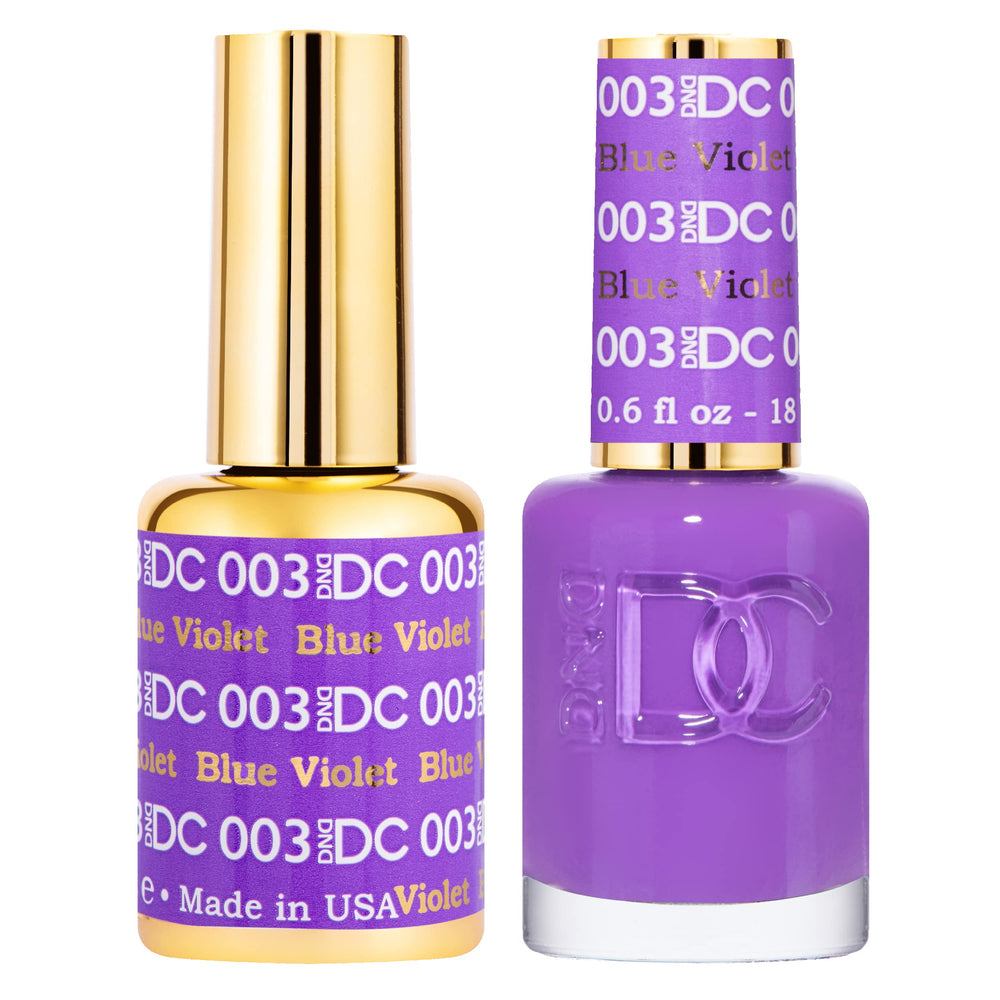 DAISY DND DND DC Blue Violet gel polish bottle close-up showing rich pigment