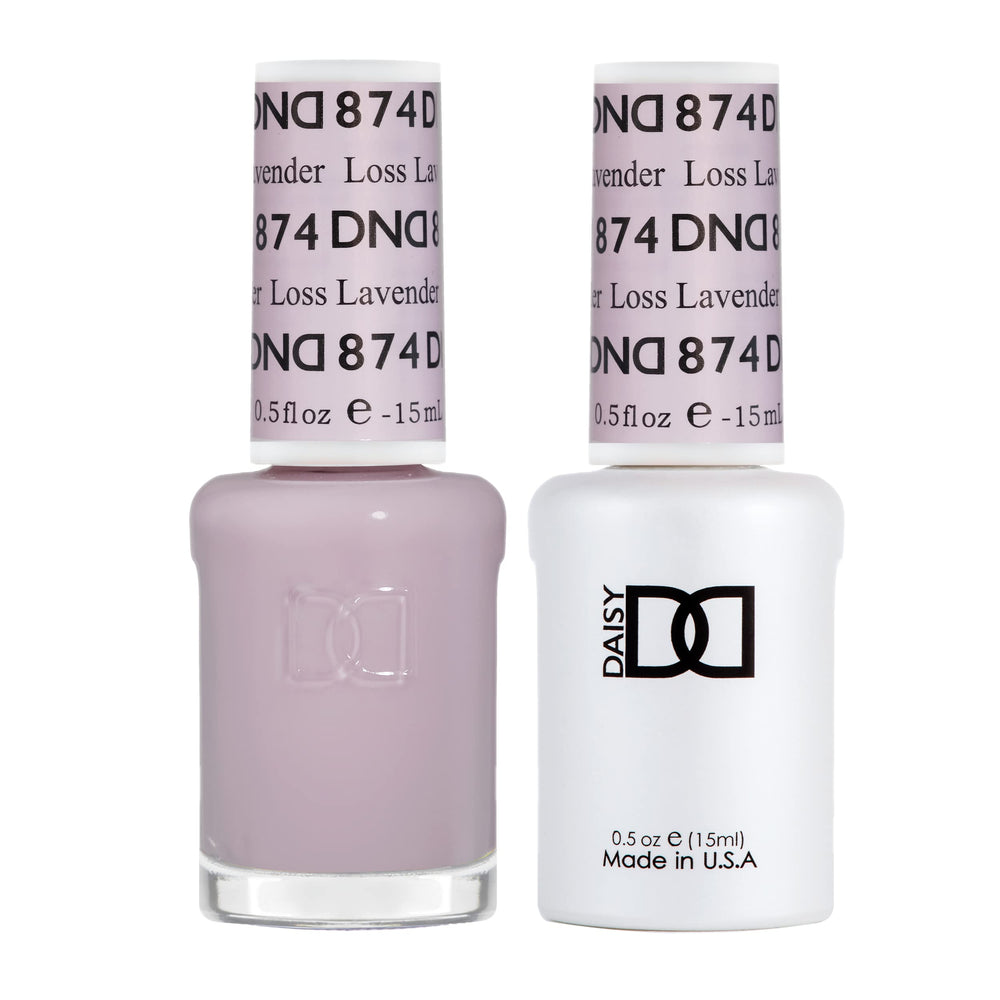Daisy DND Loss Lavender gel polish bottle showing sheer lilac shade.