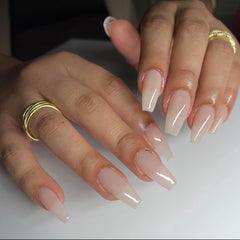 DAISY DND Perfect Nude lacquer bottle paired with gel for a coordinated two-step manicure.
