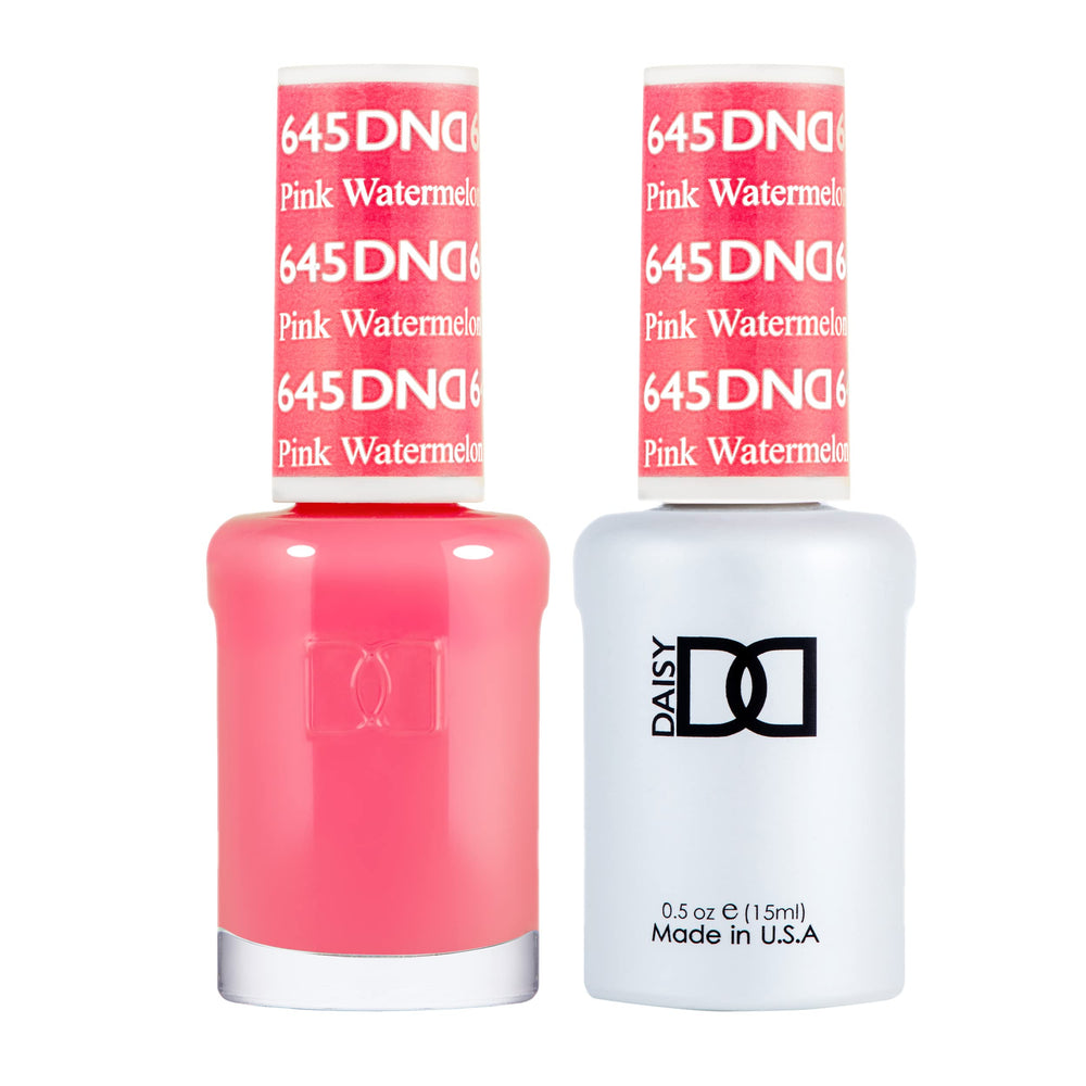 DAISY DND Pink Watermelon gel polish bottle swatch for long-lasting color